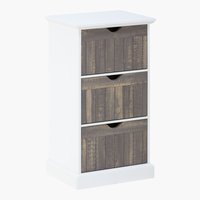 Cómoda ORLANDO 3 gavetas branco/cinzento