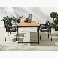 Table DAGSVAD L190 naturel + 4 chaises NABE noir