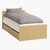 Bett mit Stauraum BILLUND 90x200 weiss/eiche