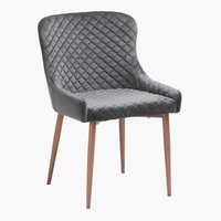 Chaise PEBRINGE velours gris/chêne