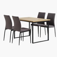 AABENRAA L120 table oak + 4 TRUSTRUP chairs grey