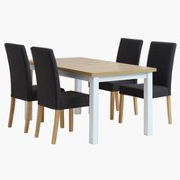 Table MARKSKEL L150/193 + 4 chaises TUREBY anthracite