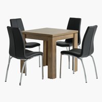 VEDDE D80/160 miza divji hrast + 4 HAVNDAL stol črna