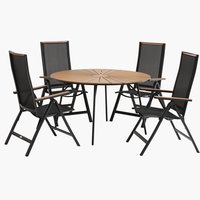 RANGSTRUP Ø130 miza naravna/črna + 4 BREDSTEN stoli črna