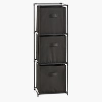 Cabinet DAMHUS with 3 boxes black/grey
