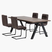 SANDBY L210 Tisch dunkle Eiche + 4 ULSTRUP Stühle anthrazit