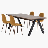 SANDBY L210 table chêne foncé + 4 JONSTRUP curry/chêne foncé