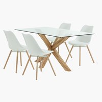 AGERBY Μ160 δρυς τραπέζι + 4 KASTRUP καρέκλες λευκό