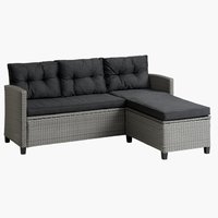 Lounge sofa MORA w/chaise 3-seater grey