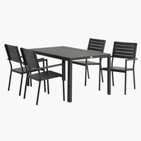 MADERUP L150 tafel + 4 PADHOLM stoelen zwart
