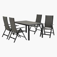 PINDSTRUP L150 table + 4 UGLEV chair grey
