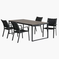 NESSKOGEN H210 asztal barna + 4 JEKSEN szék fekete