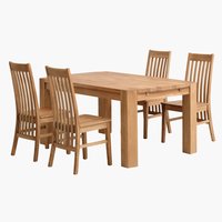 OLLERUP L160 table chêne + 4 SILLERUP chaises chêne