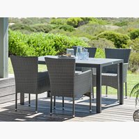 PINDSTRUP L150 table grey + 4 AIDT chair grey