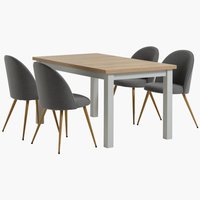 MARKSKEL Μ150/193 τραπέζι γκρι+4 KOKKEDAL καρέκλες γκρι/δρυς