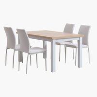 MARKSKEL C150/193 mesa cinzento + 4 TRUSTRUP cadeiras branco