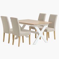VISLINGE L150 Tisch natur + 4 TUREBY Stühle beige