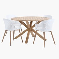HESTRA Ś126 stół drewno twarde + 4 VANTORE krzesło biały