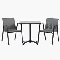 TIPMOSE L70 table + 2 DOVERODDE chair grey