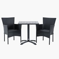 HOBRO L70 tafel + 2 AIDT stoelen zwart