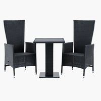 THY L60 tafel + 2 SKIVE stoelen zwart