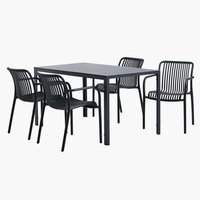 JERSORE H140 asztal + 4 NABBEN szék fekete
