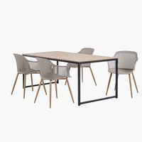 DAGSVAD L190 table naturel + 4 VANTORE chaises sable