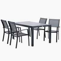 HAGEN D160 stůl + 4 STRANDBY židle šedá