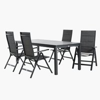 MOSS L214/315 tafel + 4 MYSEN stoelen grijs