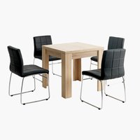 HASLUND L80 table oak + 4 HAMMEL chairs black