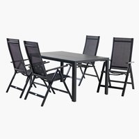 MADERUP L150 tafel zwart + 4 LOMMA standenstoel zwart