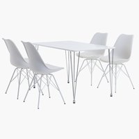 BANNERUP D120 stůl bílá + 4 KLARUP židle bílá
