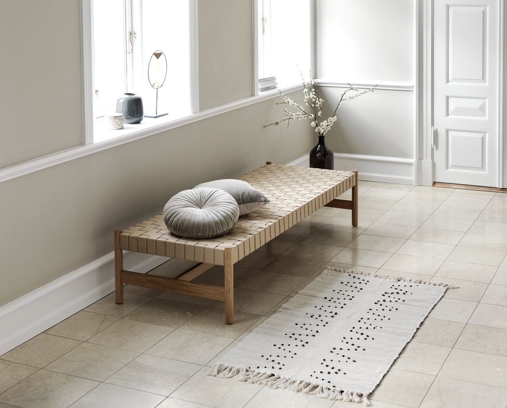 Leżanka VADEHAVET 189x67 naturalny tkanina/dąb