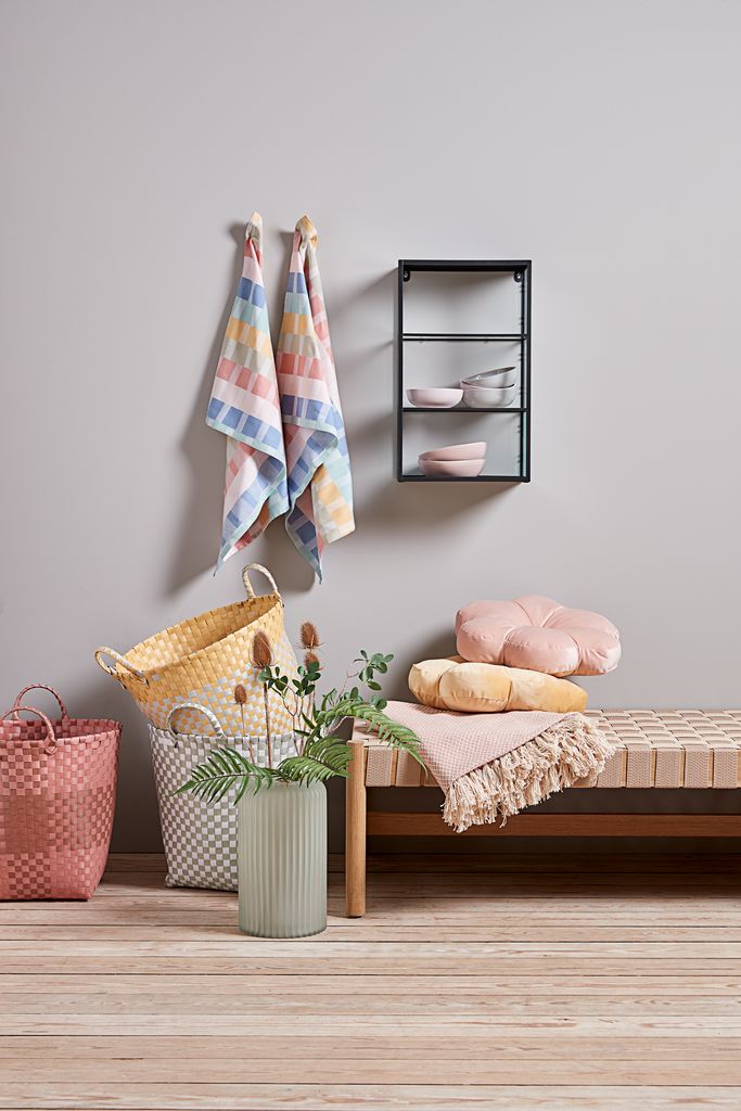 Leżanka VADEHAVET 189x67 naturalny tkanina/dąb