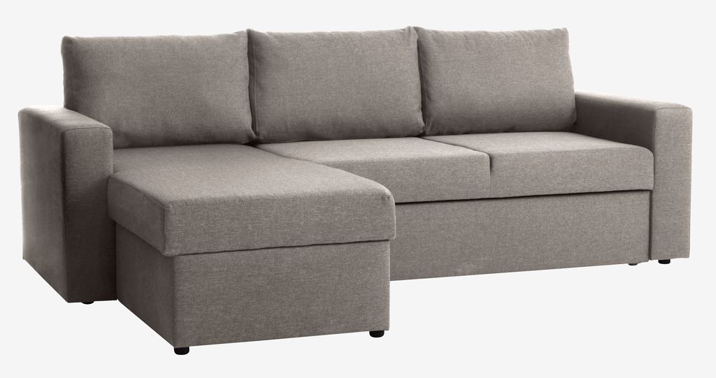 Sofácama chaiselongue MARSLEV tecido cinzento claro JYSK