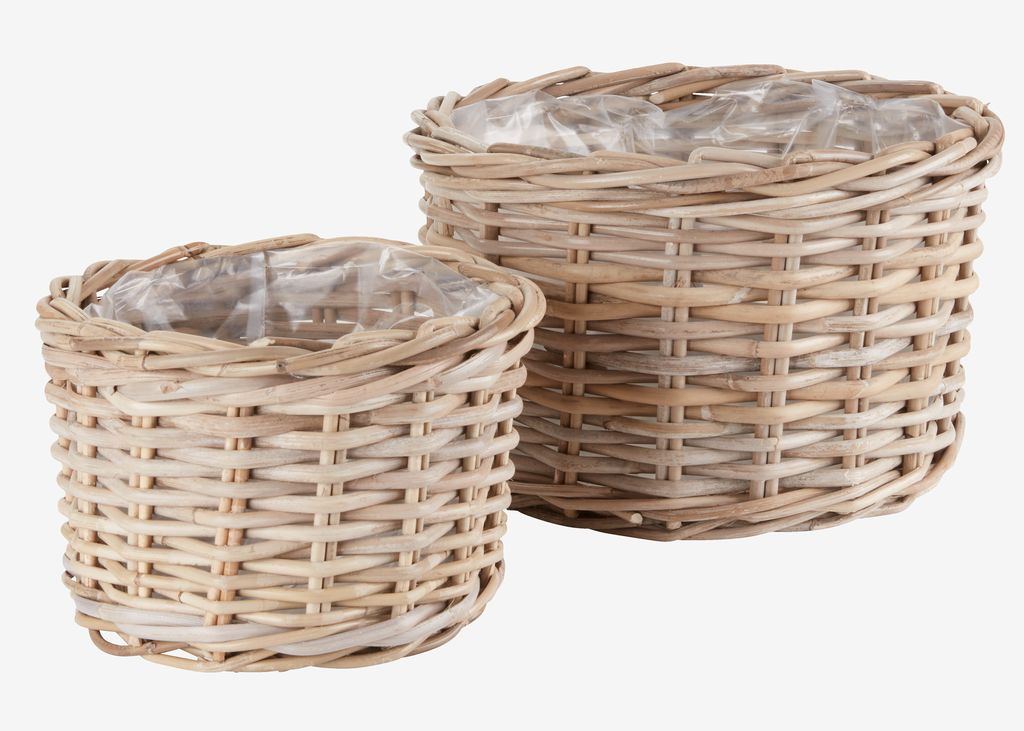 Planter basket SANSEBIE D35/27 kubu natural set of 2 JYSK
