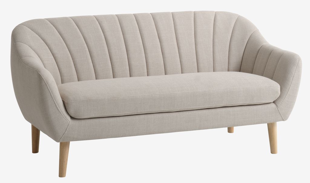 Sofa EGEDAL 2.5pers. beige stof/egefarve JYSK