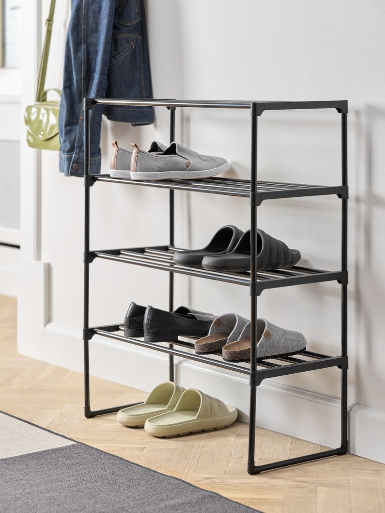 Shoe rack BORNHOLM 4 shelves black JYSK