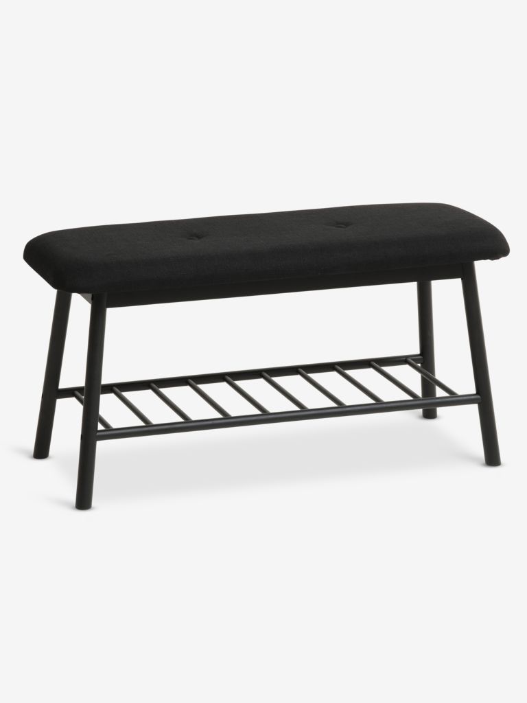 Bench VANDSTED w/shelf black fabric/black | JYSK