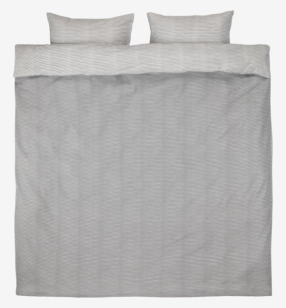 Parure de lit Seersucker LOLA 240x220 gris/blanc