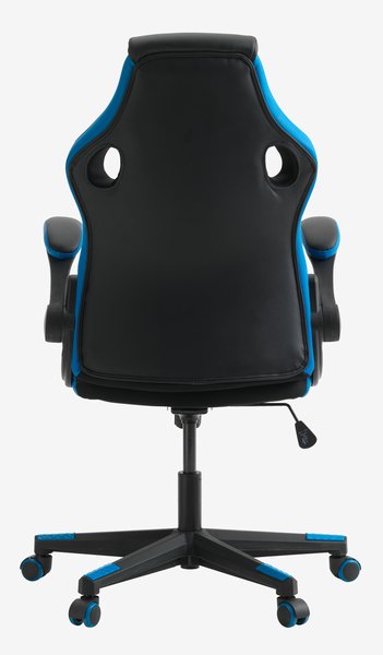 Cadeira gaming VOJENS preto/imitação pele azul/malha