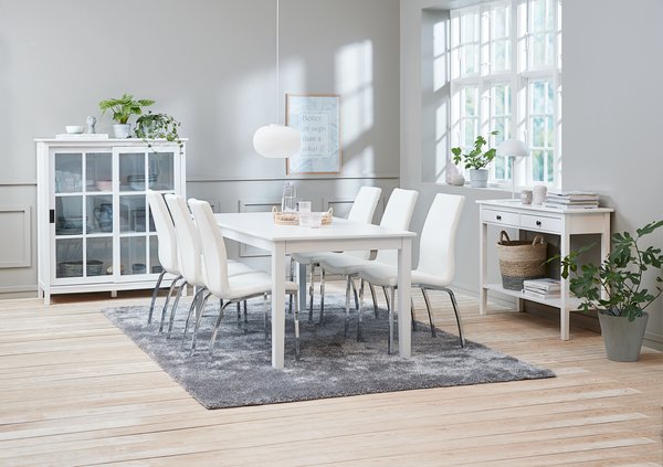 Jedilniški stol HAVNDAL bela umetno usnje/krom