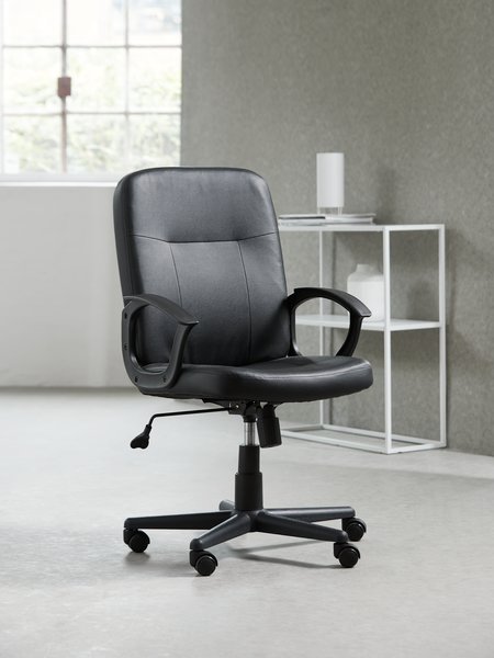 Office chair NIMTOFTE black faux leather/black