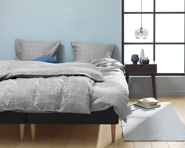 Parure de lit en flanelle THERESA 160x210 gris