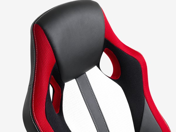 Chaise gaming HAVDRUP simili cuir noir/maille rouge