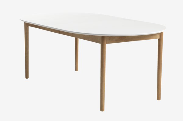 Spisebord MARSTRAND Ø110/L200 hvit/natur