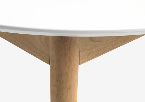 Table MARSTRAND Ø110/110x200 blanc/naturel