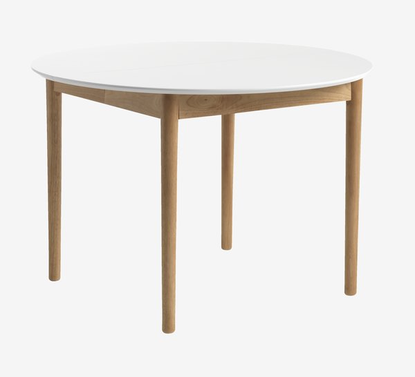 Spisebord MARSTRAND Ø110/110x200 hvid/natur