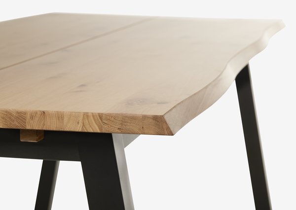SKOVLUNDE L200 table natural oak + 4 PURHUS grey/black