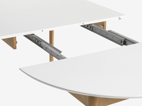 Table MARSTRAND Ø110/110x200 blanc/naturel